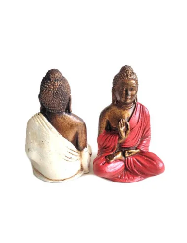 2 Bouddha Couleur Assis En Résine