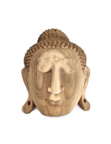 Masque Bouddha en bois brut