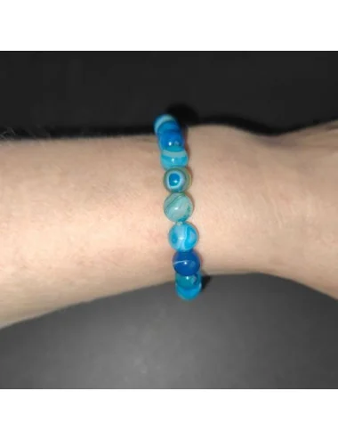 1 Bracelet agate bleue zonée teintée